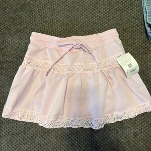 Pink Lace Trim Women's Skirt